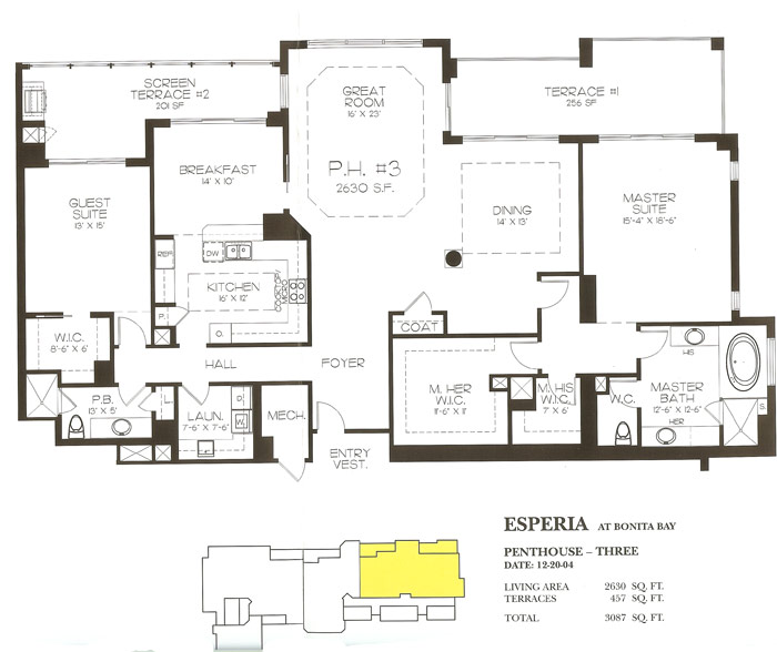 Esperia South original Penthouse Three floor plan
