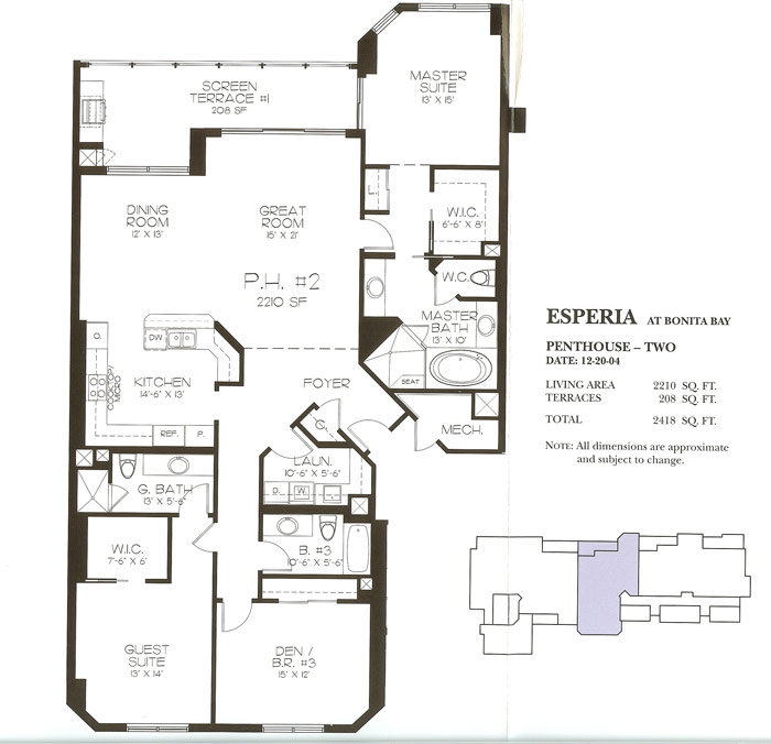 Esperia South original Penthouse Two floor plan