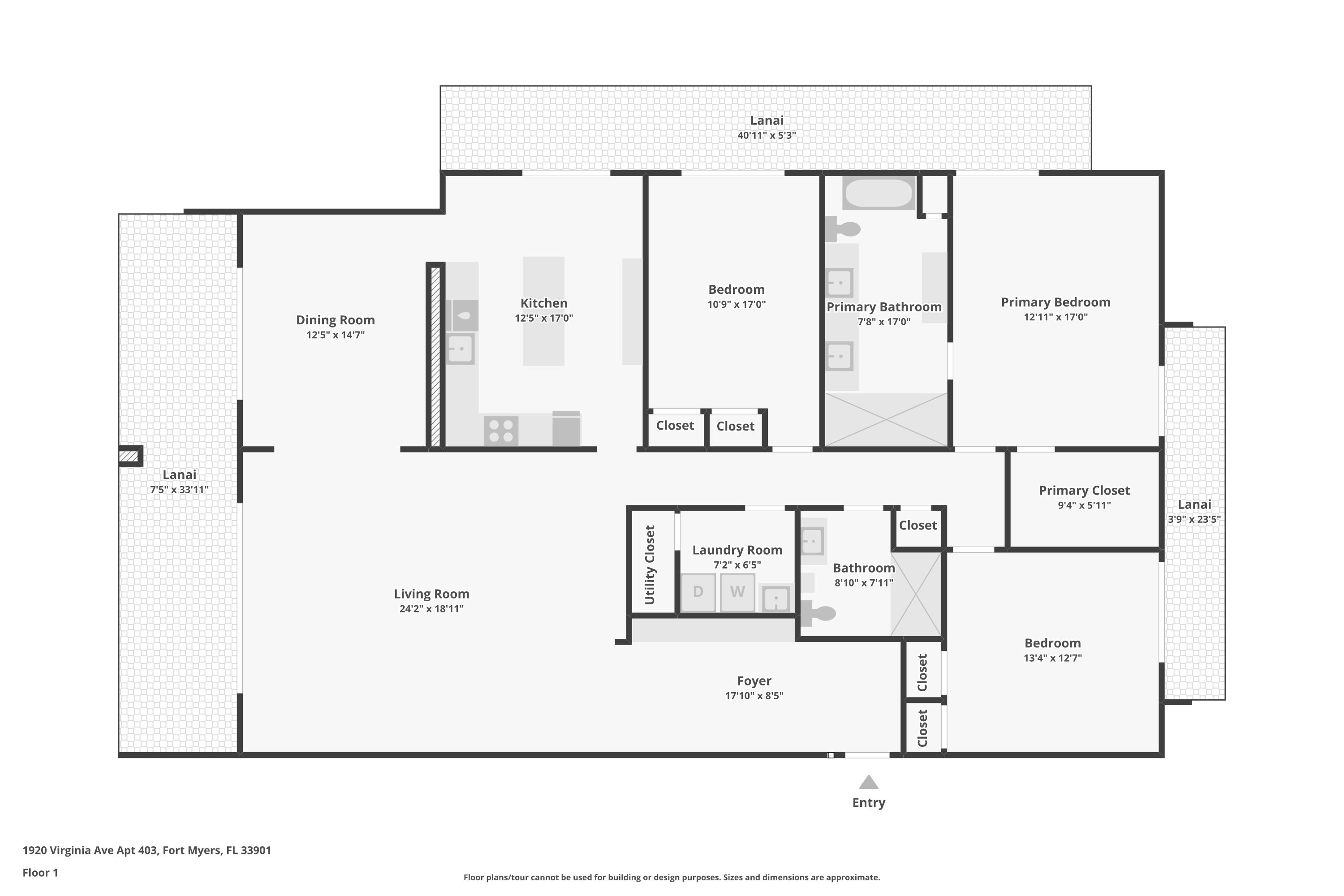 Original measured floor plan for Pointe Royale 1920 Virginia Avenue apartment 403